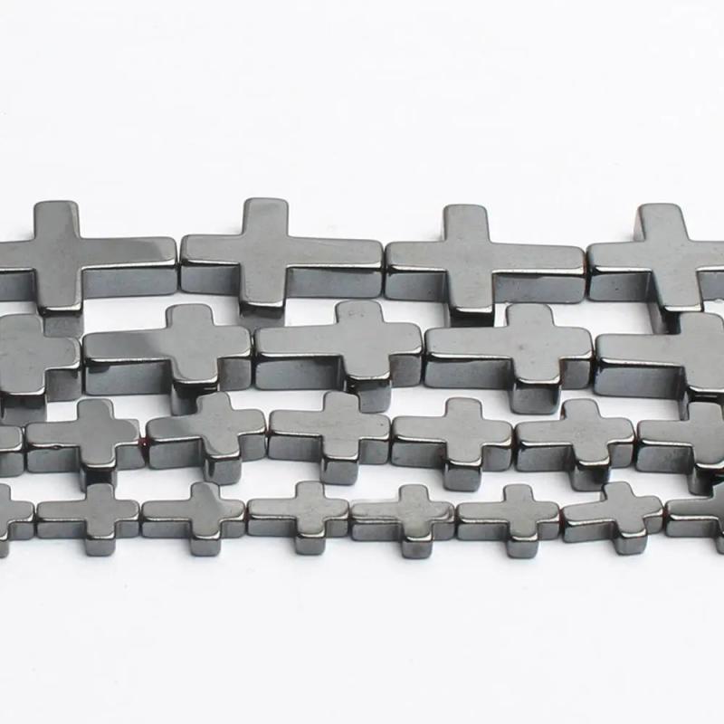 Hematite Stone Beads Cross Rondelle Spacer 15' 4 Sizes