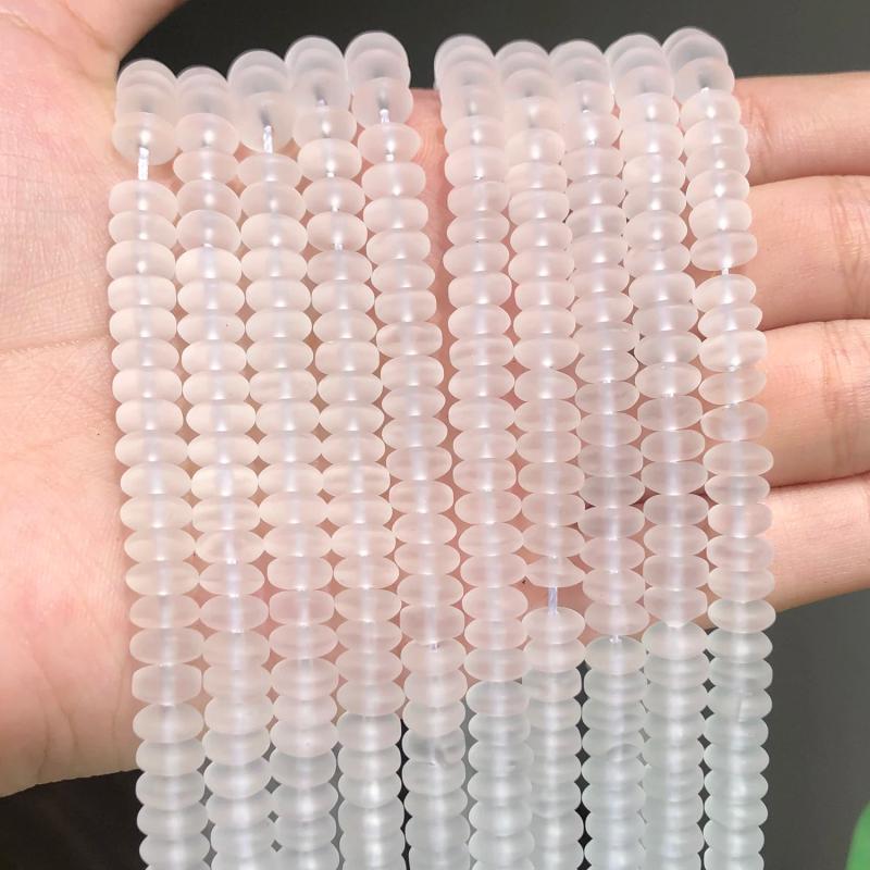 Matte Crystal Rondelle Bead Clear Quartz Spacer Beads 15in