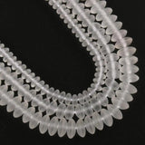 Matte Crystal Rondelle Bead Clear Quartz Spacer Beads 15in