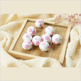 20Pcs Pink Mouth Round Wooden Beads DIY Party Decoration Bracelet Accessories