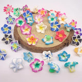 50pc 15mm Polymer Clay Plumeria Flower Beads Multicolor Mix DIY Jewelry Craft
