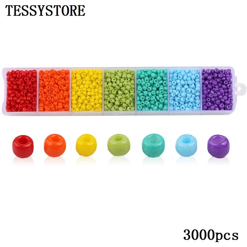 3mm Glass Seed Beads Box Set Charms Crystal Spacer Beads Jewelry Making