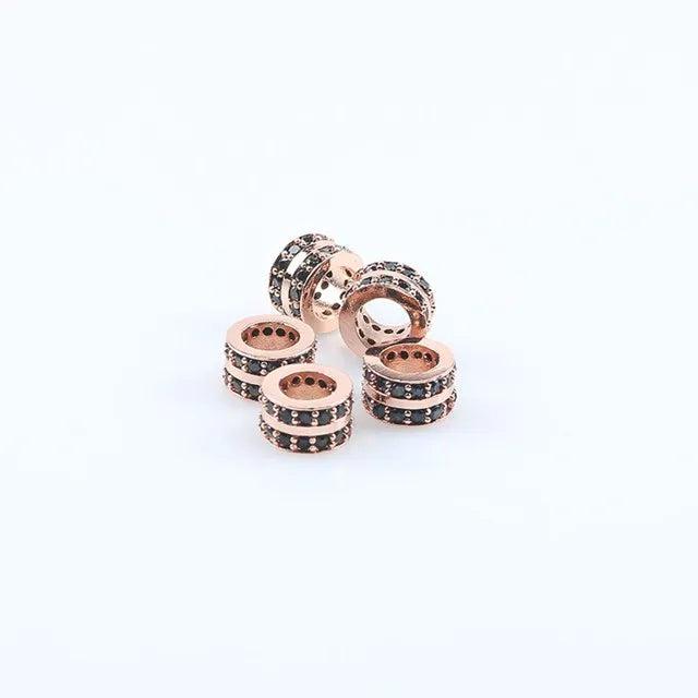 CZ Cylinder Beads for Jewelry Making DIY Copper Spacer Beads 3pcs/lot