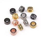 CZ Cylinder Beads for Jewelry Making DIY Copper Spacer Beads 3pcs/lot