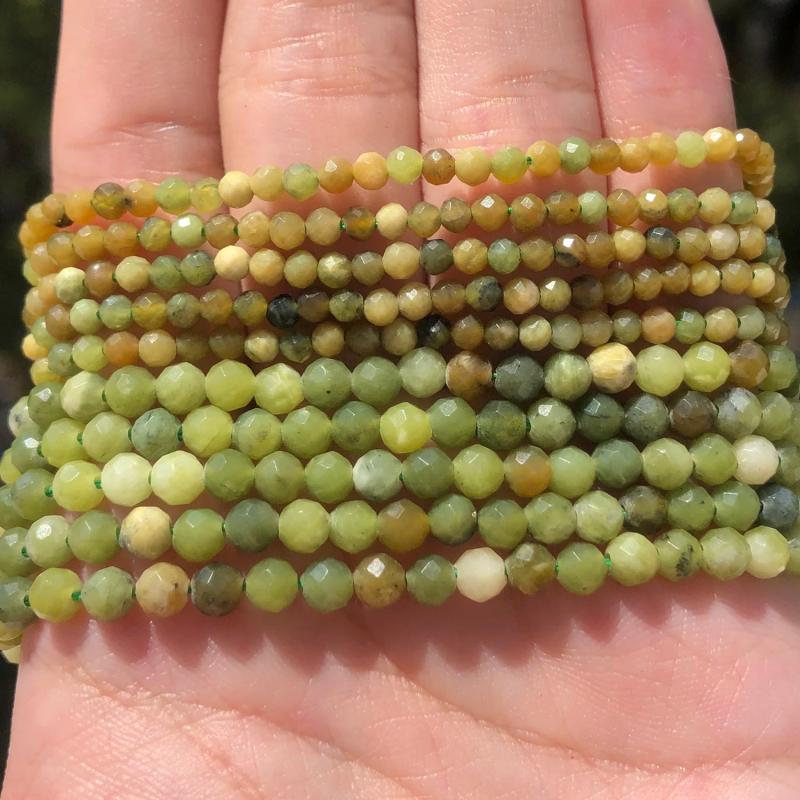 Faceted Flower Jades Stone Spacer Beads for Jewelry Making DIY 15''