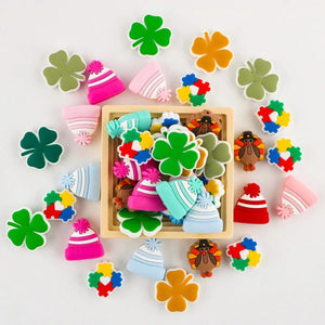 10Pcs Dinosaur Hat Leaf Baby Silicone Beads For Jewelry Making