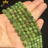 Green Canadian Jade Faceted Round Beads 6mm/8mm 7.5'' Strands