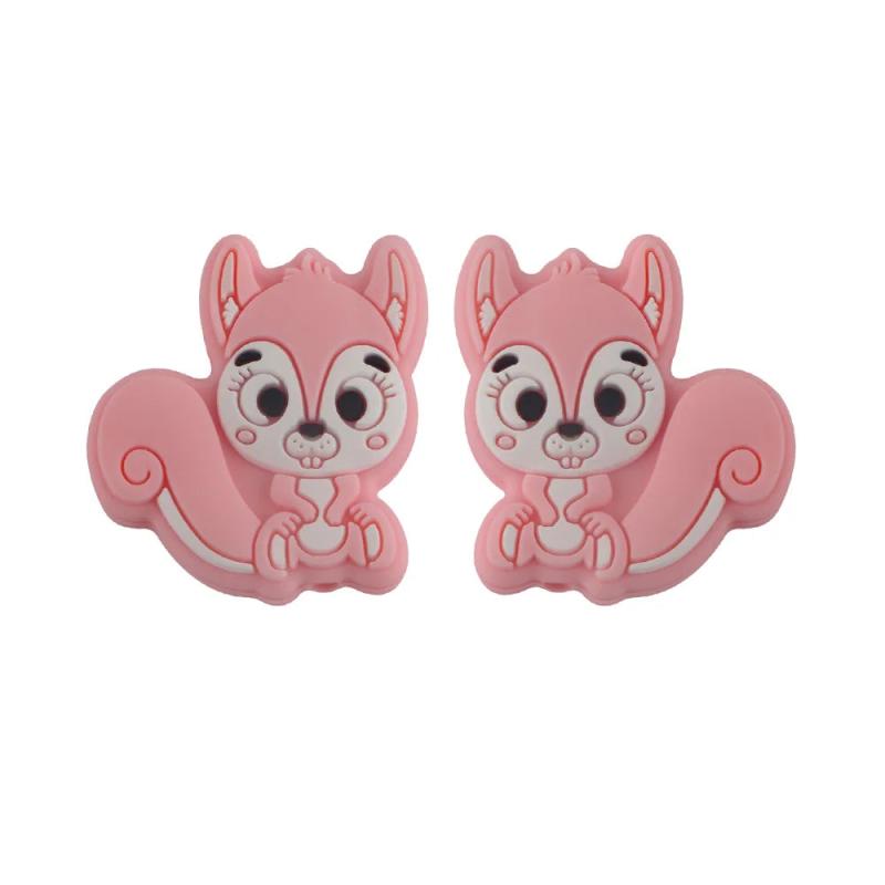 10pcs Mini Squirrel Silicone Beads for DIY Jewelry Making