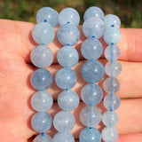 6-10MM Natural Aquamarine Chalcedony Spacer Beads for Jewelry Making