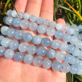 6-10MM Natural Aquamarine Chalcedony Spacer Beads for Jewelry Making