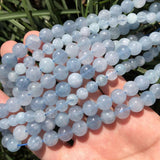 6-10MM Natural Aquamarine Chalcedony Spacer Beads for Jewelry Making
