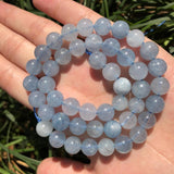 6-10MM Natural Aquamarine Chalcedony Spacer Beads for Jewelry Making