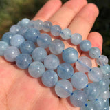 6-10MM Natural Aquamarine Chalcedony Spacer Beads for Jewelry Making