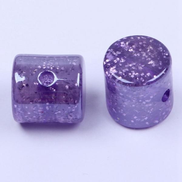 14mm Middle Hole Barrel Bling Beads Glitter Cylinder 20pcs