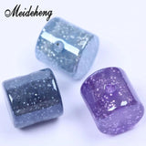 14mm Middle Hole Barrel Bling Beads Glitter Cylinder 20pcs