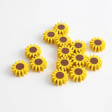 22mm Sunflower Wood Beads Garland Hemp Rope Tassel Beaded DIY Jewelry