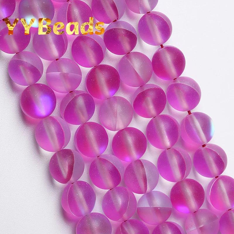 Fuchsia Crystal Moonstone Glitter Beads 6-12mm Loose Charm Beads