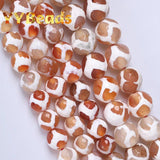 Faceted Orange Stripe Dzi Agate Beads 8-10mm