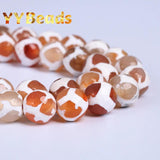 Faceted Orange Stripe Dzi Agate Beads 8-10mm