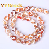 Faceted Orange Stripe Dzi Agate Beads 8-10mm