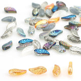 50Pcs Glass Petal Beads - Crystal Leaf Pendant Rainbow Wing Shape