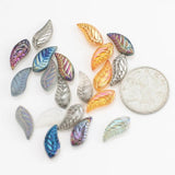 50Pcs Glass Petal Beads - Crystal Leaf Pendant Rainbow Wing Shape