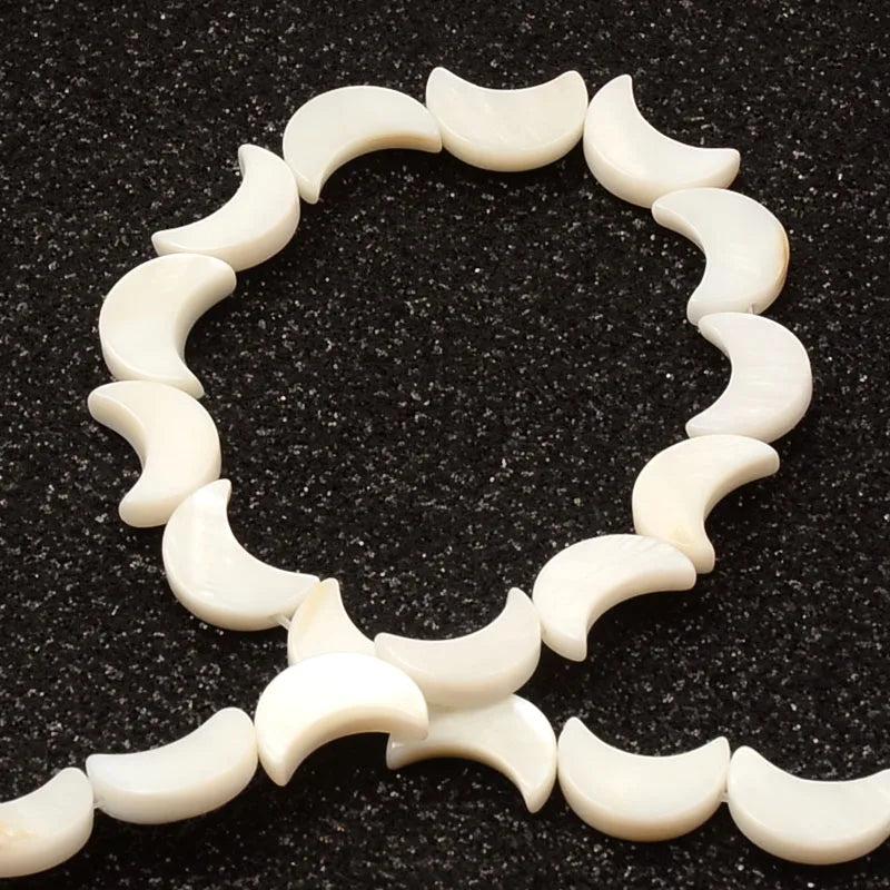 Natural Shell Moon Shaped Pendant Spacer Beads for Jewelry Making