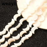 Natural Shell Moon Shaped Pendant Spacer Beads for Jewelry Making