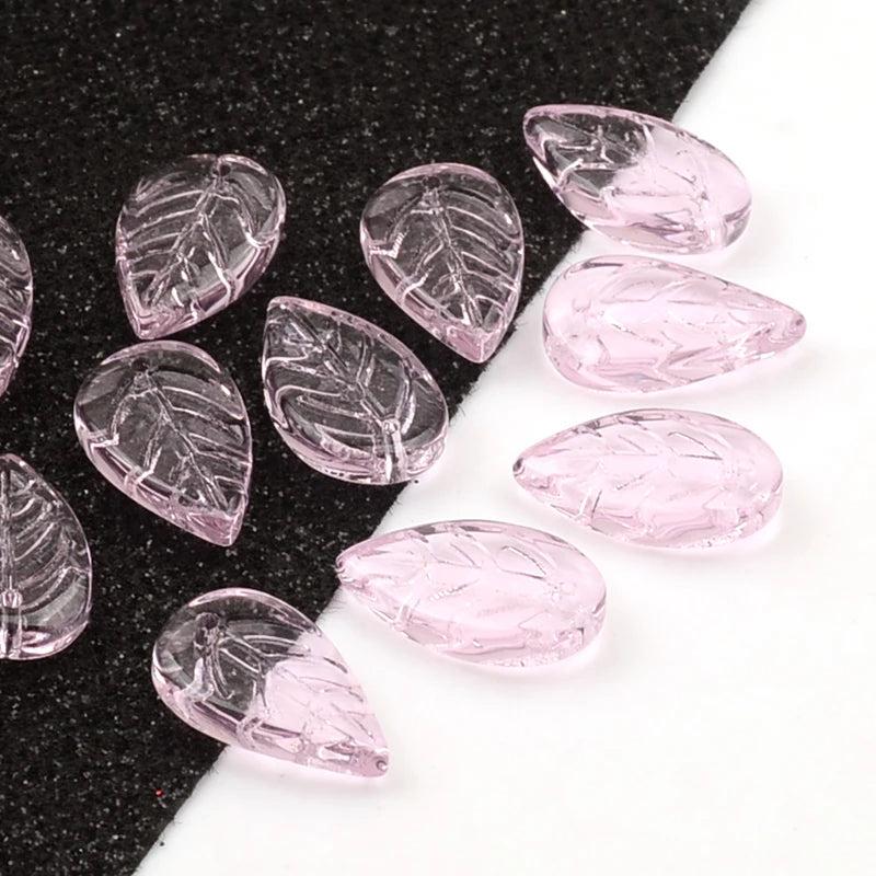 11x18mm Retro Leaf Lampwork Beads for Jewelry Making - Gradient Glass Beads
