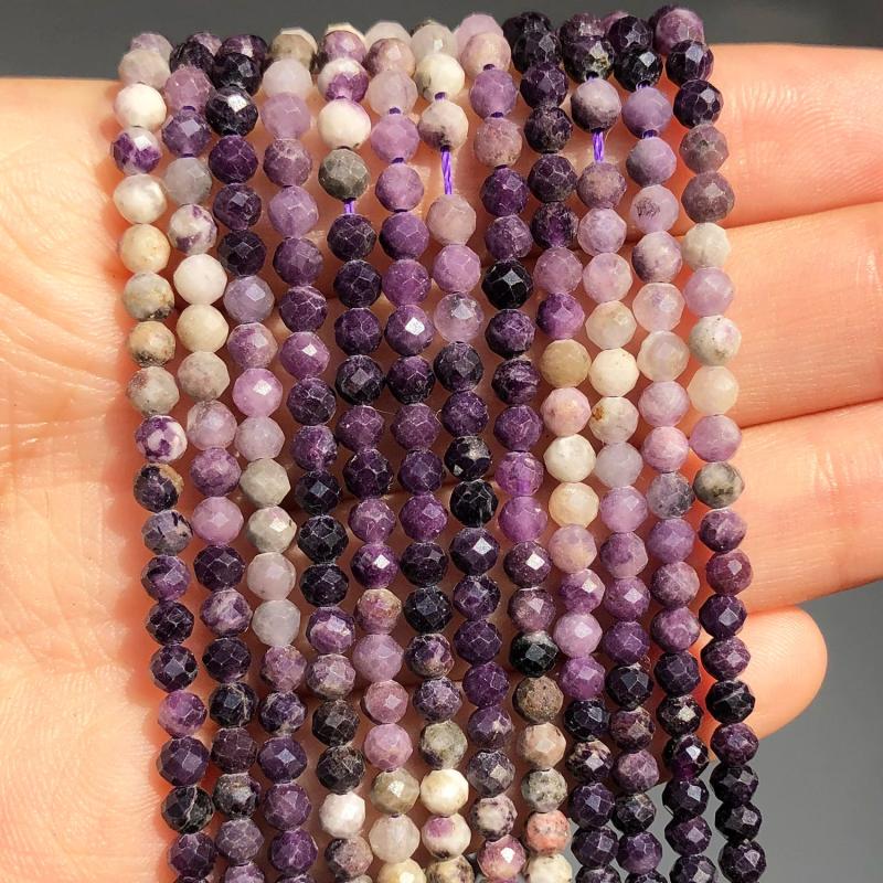 3mm Purple Crystal Faceted Flower Loose Spacer Beads 15''