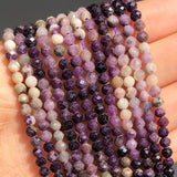 3mm Purple Crystal Faceted Flower Loose Spacer Beads 15''
