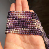 3mm Purple Crystal Faceted Flower Loose Spacer Beads 15''
