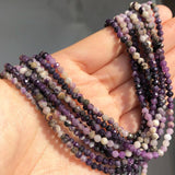 3mm Purple Crystal Faceted Flower Loose Spacer Beads 15''