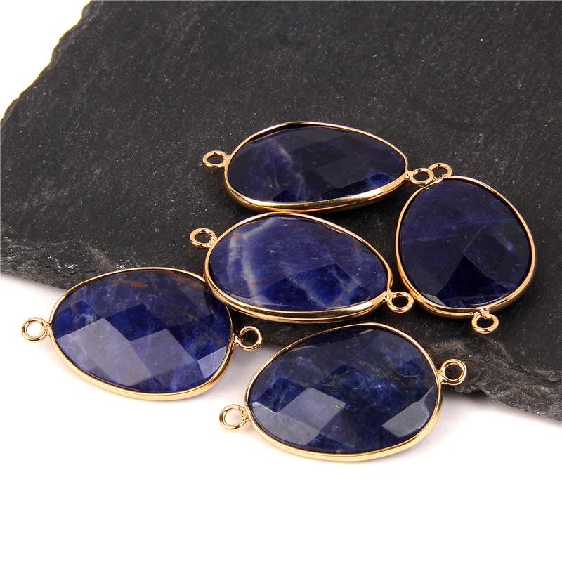 Faceted Oval Agate Stone Pendant Charms for DIY Necklaces