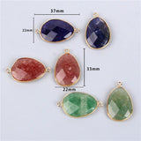 Faceted Oval Agate Stone Pendant Charms for DIY Necklaces