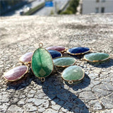 Faceted Oval Agate Stone Pendant Charms for DIY Necklaces