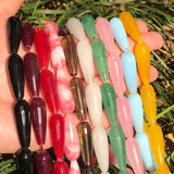 10x30mm Faceted Colorful Chalcedony Jades Water Drop Beads