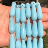 10x30mm Faceted Colorful Chalcedony Jades Water Drop Beads