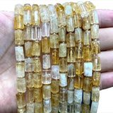 Natural Citrine Faceted Cylinder Beads 15''