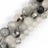 Natural Faceted Rutilated Quartz Gem Stone Beads 7.5inch