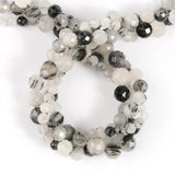 Natural Faceted Rutilated Quartz Gem Stone Beads 7.5inch