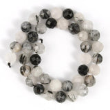 Natural Faceted Rutilated Quartz Gem Stone Beads 7.5inch