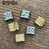 3pcs Stainless Steel Weave Texture Beads 12x6mm Square Hole