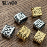 3pcs Stainless Steel Weave Texture Beads 12x6mm Square Hole