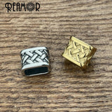 3pcs Stainless Steel Weave Texture Beads 12x6mm Square Hole