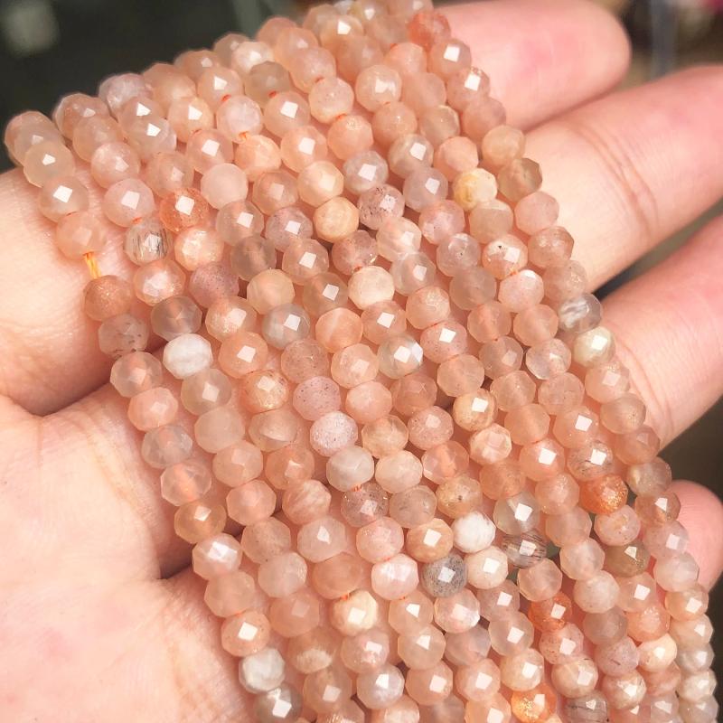 4x3mm Faceted Sunstone Beads Flat Rondelle Loose Beads for Jewelry Making