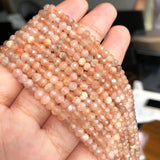 4x3mm Faceted Sunstone Beads Flat Rondelle Loose Beads for Jewelry Making