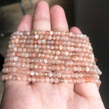 4x3mm Faceted Sunstone Beads Flat Rondelle Loose Beads for Jewelry Making