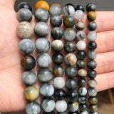6-8-10mm Hawk's Eye Stone Beads Natural Eagle Eye Round Beads 15''Inches