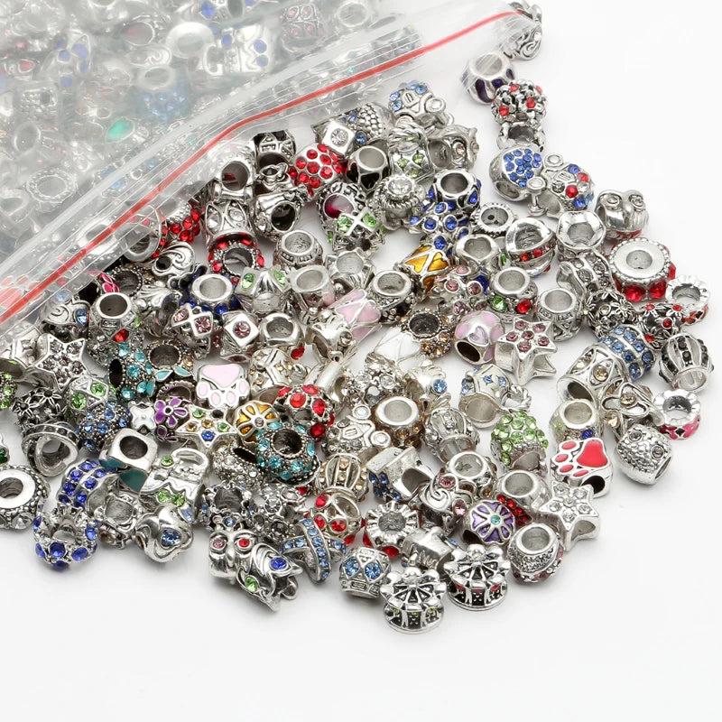 20pcs Mixed Enamel Rhinestone Beads European Big Hole Crystal Beads